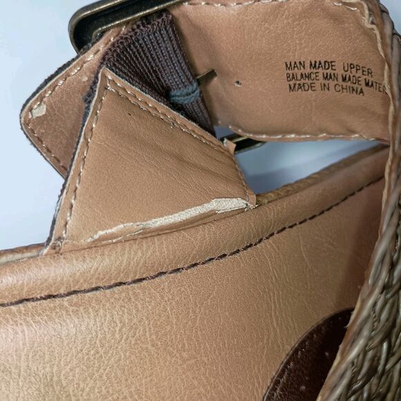 BOC Born Concept Brown Leather 3" Wedge Sandals Size 10 Slip-On Comfort Slides - Picture 8 of 16